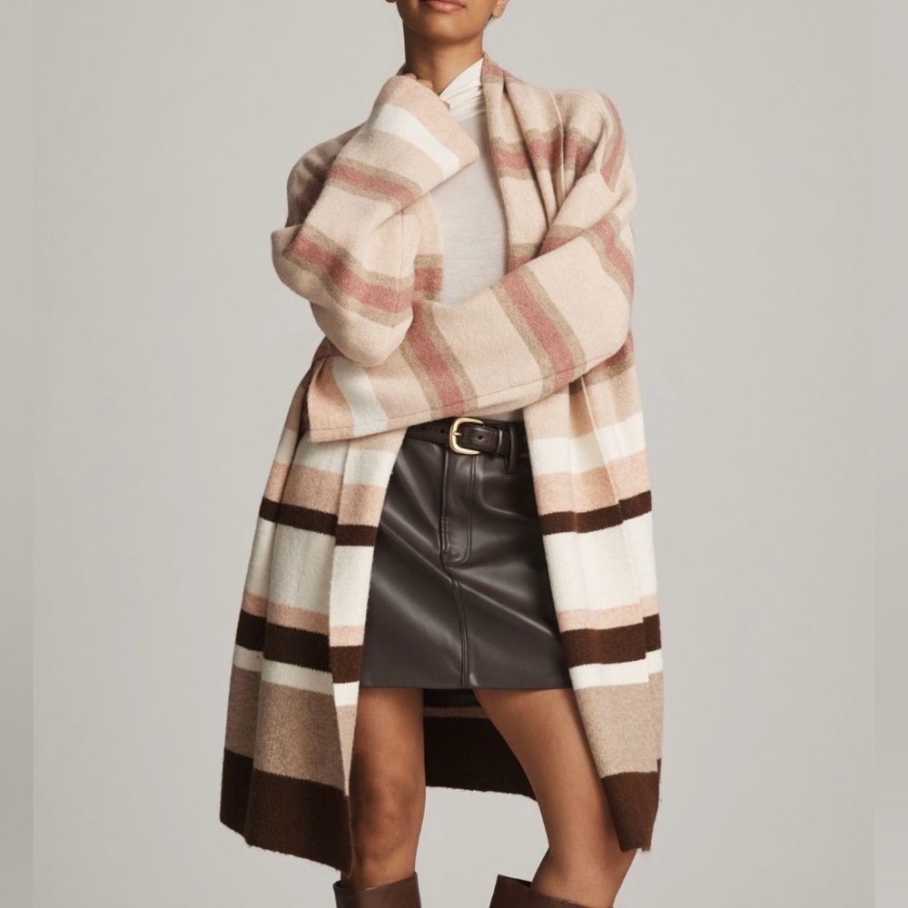 Anthropologie Pink Stripe Mariel Longline Cardigan Sweater OS
